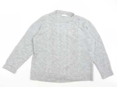 Matalan Damen Pullover Grau Rundhals Acrylmischung Größe L