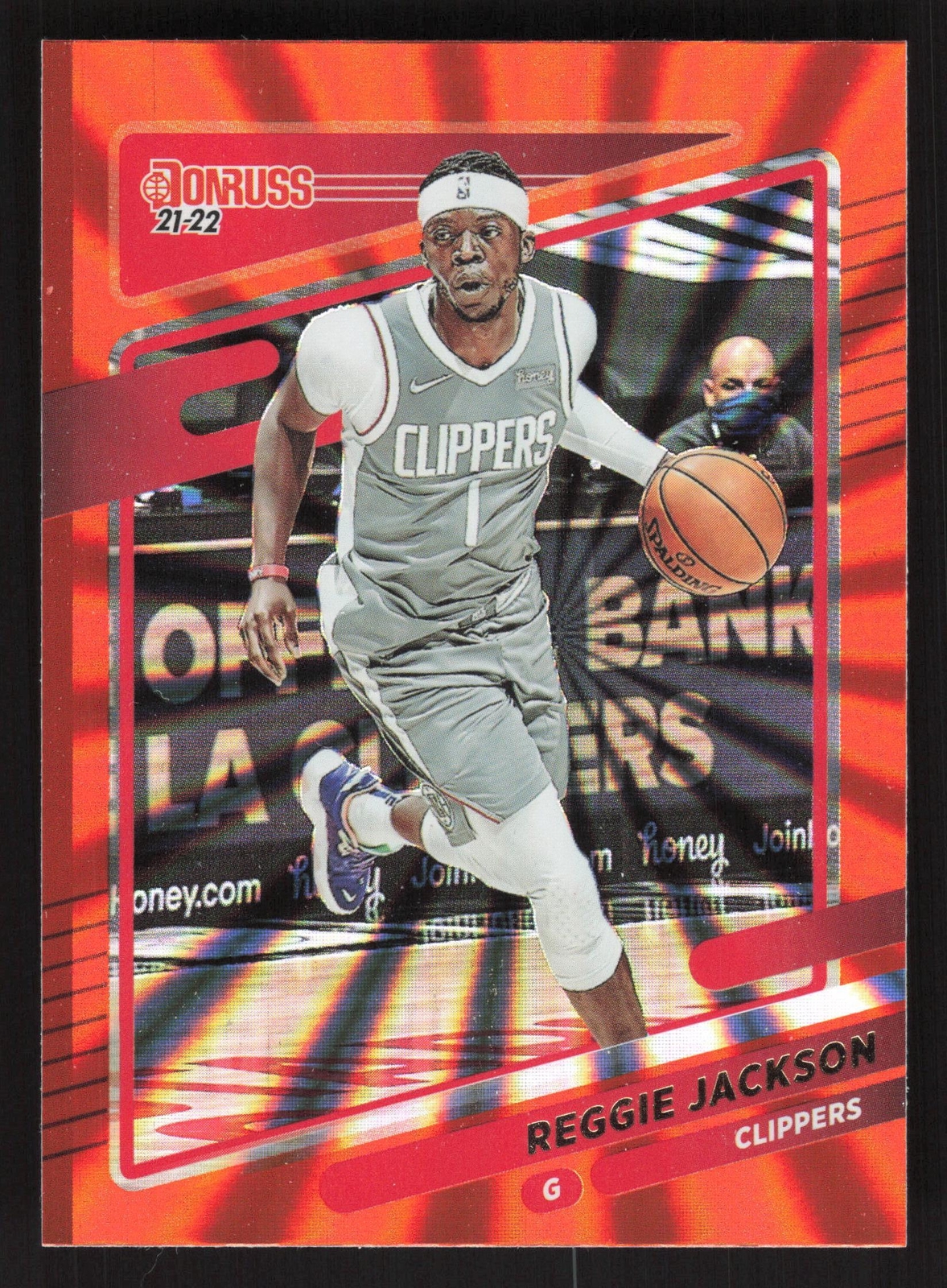 2021-22 Donruss #59 Reggie Jackson Holo Orange Laser Los Angeles Clippers