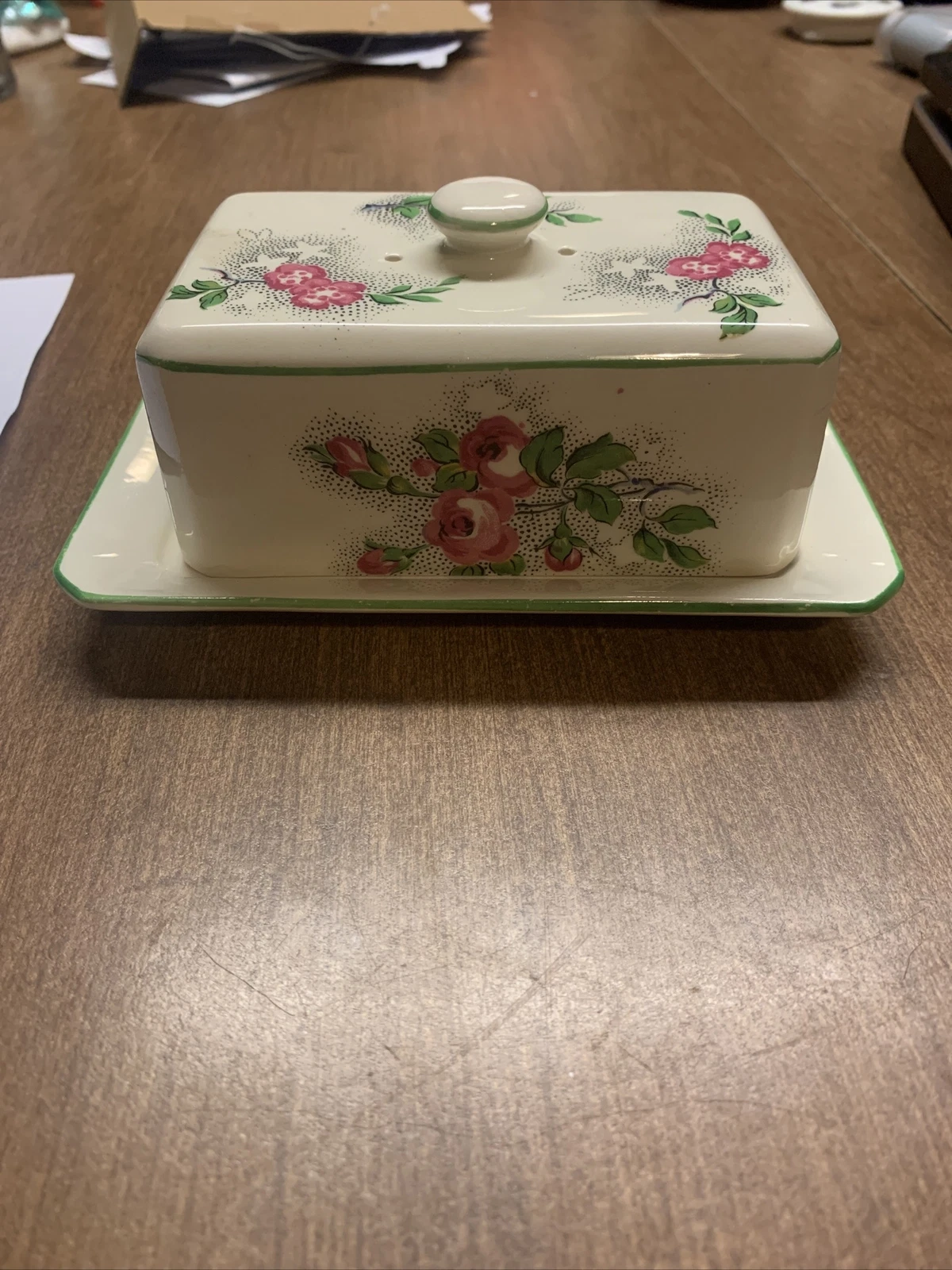 Vintage Royal Winton Grimwades Floral Lidded Butter Dish Amazing Condition M13