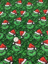 Custom Made...1 Yard, The Grinch Christmas Dr Seuss Cotton Fabric, 36 x 56