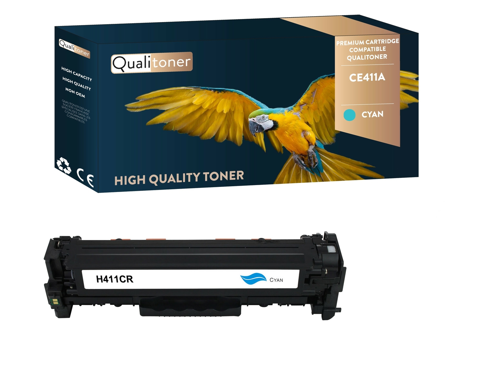 Toner CE411A cyan QUALITONER idéal pour imprimer vos rapports professionnels