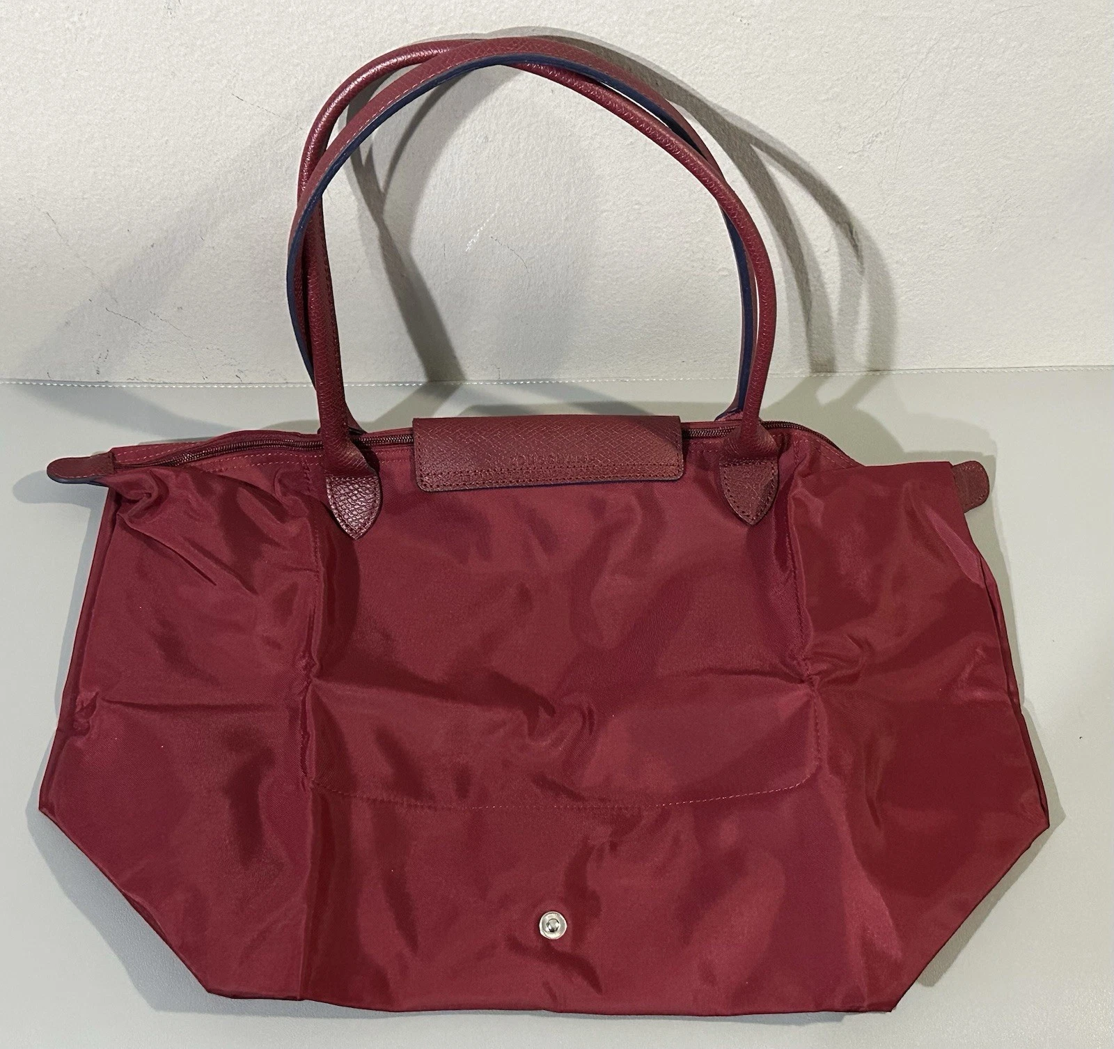 LONGCHAMP Borsa lunga Champ Le Pliage nylon nuova senza etichette borsa a tracolla media autentica bordeaux