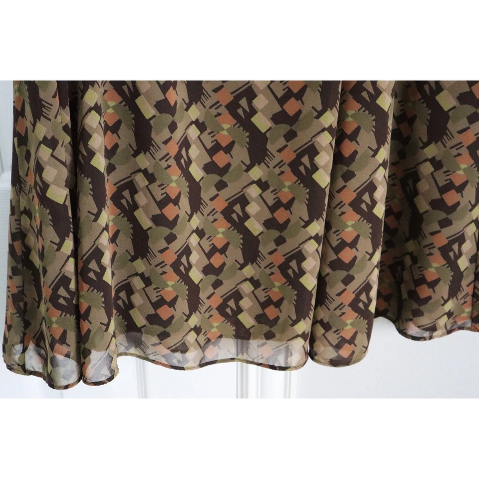 Винтажная юбка миди Y2K Jones Wear 10 с оборками подол прозрачное покрытие геометрический коричневый - Изображение 3 из 4