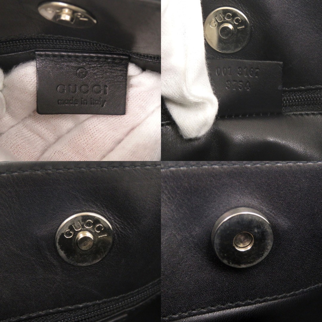 Gucci Women’s Black Leather One-Shoulder Bag Silver Hardware Used thumbnail 10