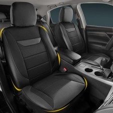 2 pack front memory foam leather car seat covers breathable universal black
