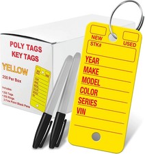 Key Tags with Ring Yellow   250 Key Tag Count. Includes 250 Rings and 2 Fine