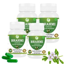 Centella Asciatica Brahmi Capsules, Support Healthy Digestion Pack of 4 x 60