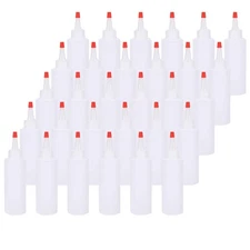 Bekith 30 Pack Small Plastic Squeeze Condiment Bottles with Red Tip Cap, 4 Ou...