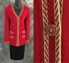 BEAUTIFUL St John collection jacket crimson red gold suit blazer size 12