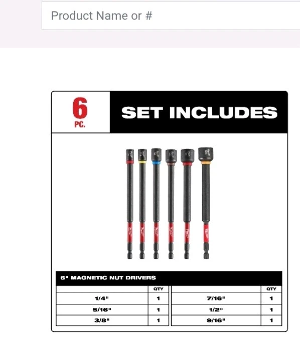 Milwaukee Shockwave Impact Duty Juego de atornilladores de tuerca magnética de 6 pulgadas, 6 piezas Foto 2 de 4