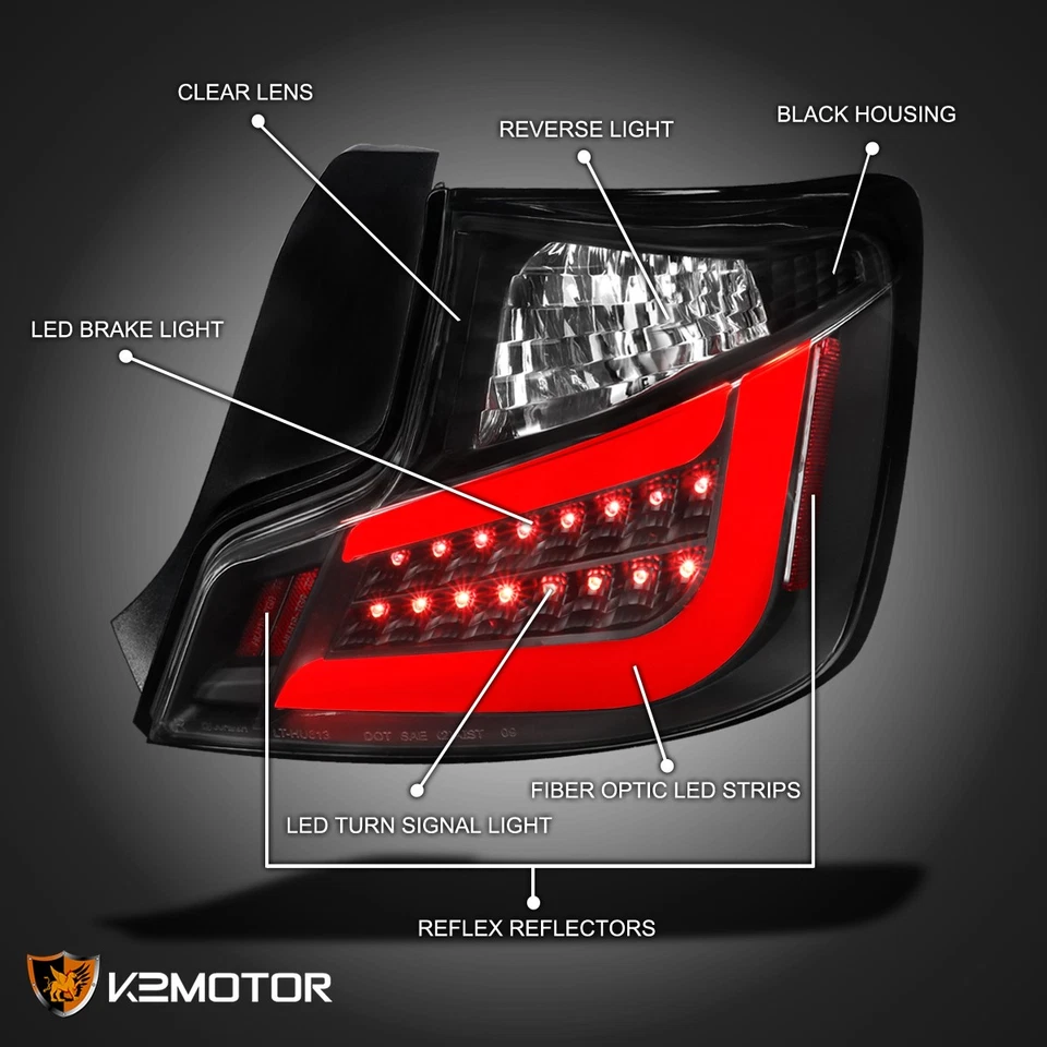 Black Fits 2011-2013 Scion tC LED Tube Tail Lights Brake Lamps Left+Right 11 12 Foto 3 de 4