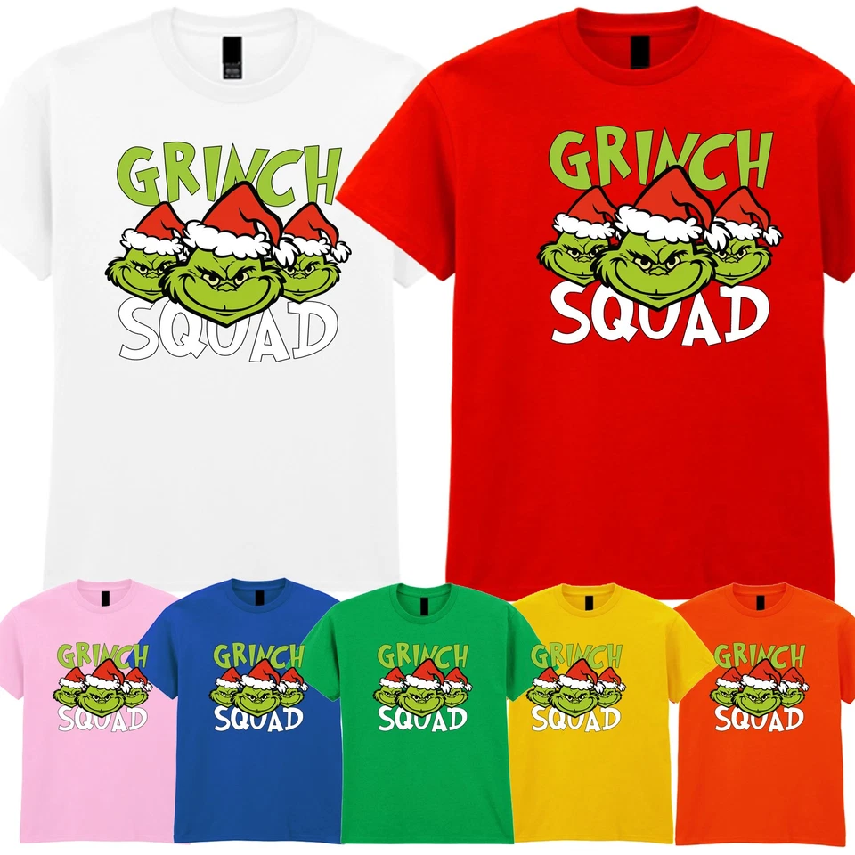 Grinch Squad Christmas Mens Kids T Shirt Festive Holiday Xmas Tee Custom Top Tee