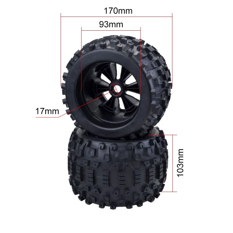 4PCS 170x103mm Wheel Rim Tires Tyres for 1/8 Monster Truck HSP HPI Racing RC Car - Bild 3 von 4