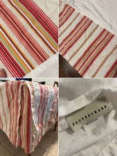 Pottery Barn TWIN Bed Skirt 13  Drop Dust Ruffle Stripe Pleat Red Pink EUC