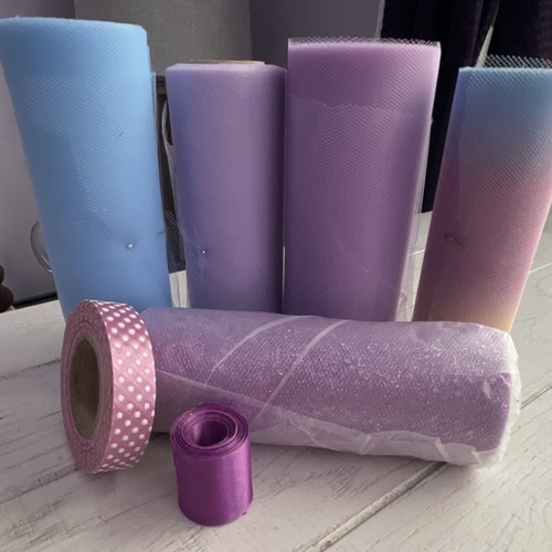 Sparkling Multicolor Tulle Rolls for Wedding Drapery, Purple Blue Light Fabric