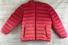 Eddie Bauer Size M 10-12 Girls Pink Down Full Zip Reversible Puffer Jacket