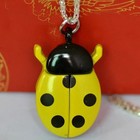 Cute Golden Beetle Pocket Watch Chain Necklace Pendant Lightweight Ladybug Watch