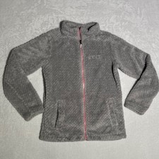 Columbia Gray Fire Side Sherpa Fleece Full Zip Jacket Size Girls L 14/16