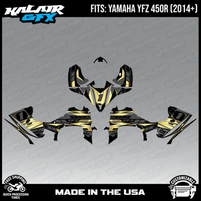 Graphics Kit for Yamaha YFZ450R (2014+) Blazing Series-GOLD