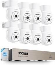ZOSI 8CH 5MP 8pcs 3K Pan/Tilt Wired Security Camera System 1TB AI Detect Audio