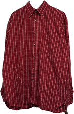Wrangler Shirt Mens Button Down Red Black Check Long Sleeve Size L