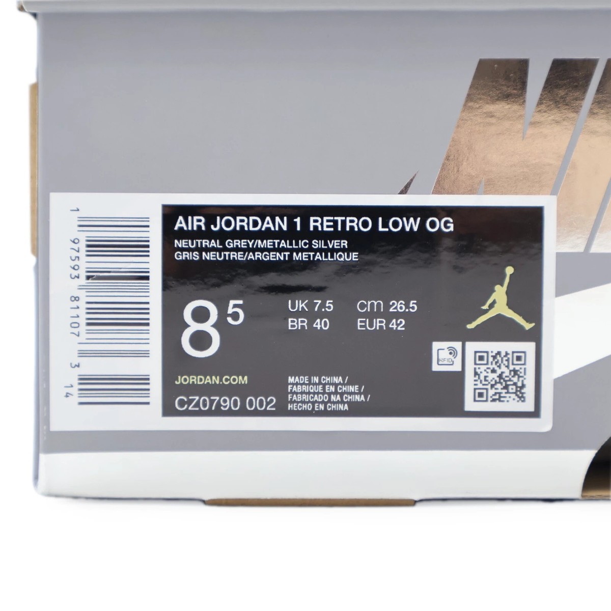 CZ0790-002 Nike Air Jordan 1 Retro Low OG Metallic Silver no