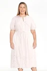 Free Assembly Women's Cotton Eyelet Midi Dress Short Puff Sleeves Size XL WHITE