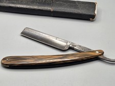 Ultra RARE Vtg Straight Razor EMIL VOOS Silver Steel Solingen Germany Wood Look