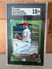 2025 Bowman Chrome Prospect Autographs Chase Burns Green Shimmer Refractor /99 