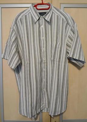 Gilberto Sommer Hemd ,KW 44 (XXL), kurzarm  weiß grau gestreift