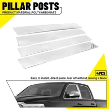 4pcs For 19-25 Dodge RAM 1500 Chrome Door Window Pillar Posts Sticker Trim Cover