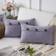 Phantoscope Farmhouse Throw Pillow Covers 20 x 12 (Pack of 2), Light Purple 