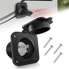 15 Amp Flanged Inlet 125V, NEMA 5-15 RV Shore Power Inlet Plug with Waterproof