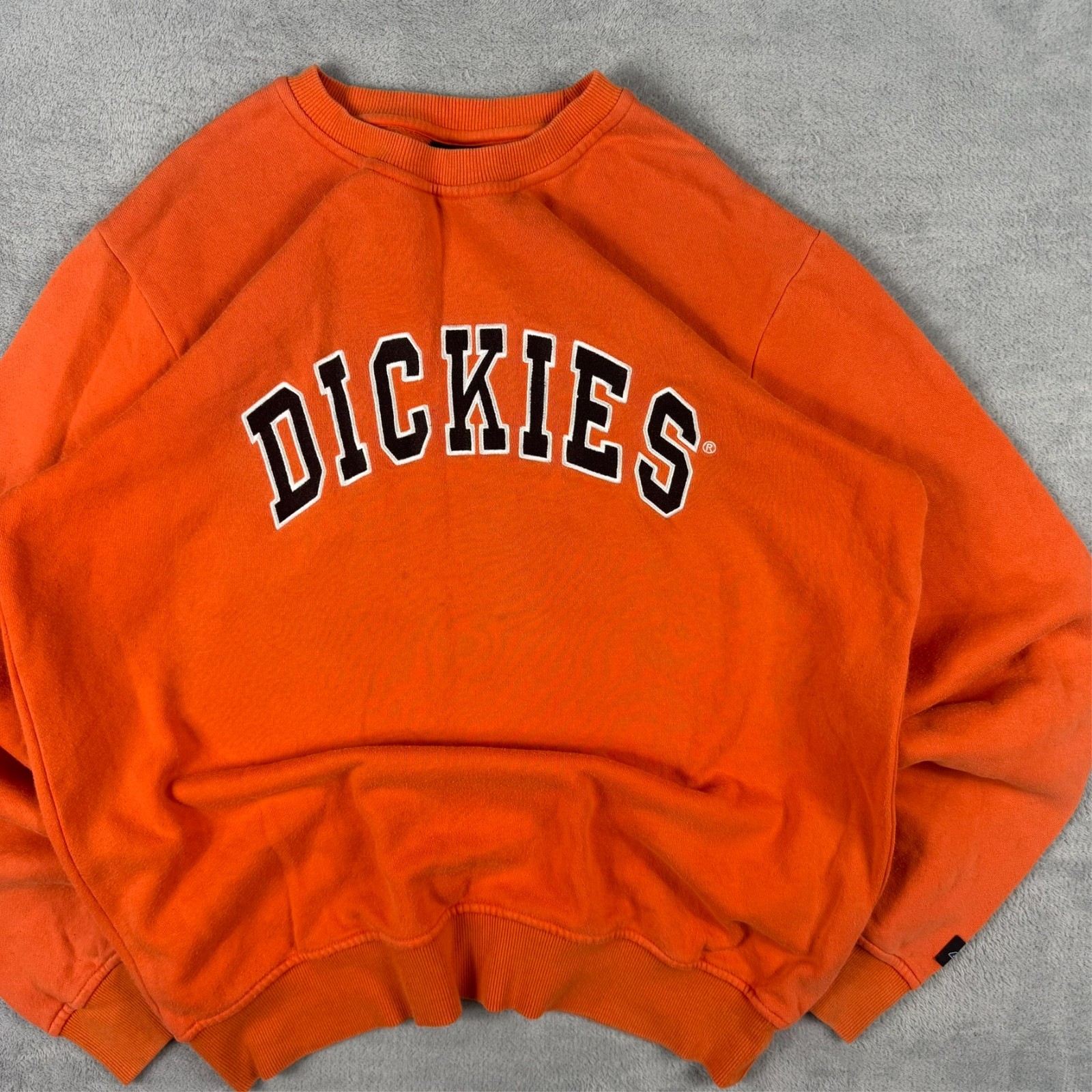 Vintage Dickies 2000's Y2K Orange Spellout Oversized Small Pullover Sweatshirt image 3