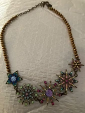 KIRKS FOLLY Watermoon NECKLACE Rainbow Star Beaded Crystal Silver RETIRED