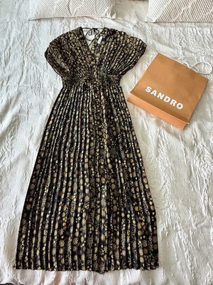 knee length dresses for ladies Theodora Rhinestone Flower Print Maxi Dress Black main image 0