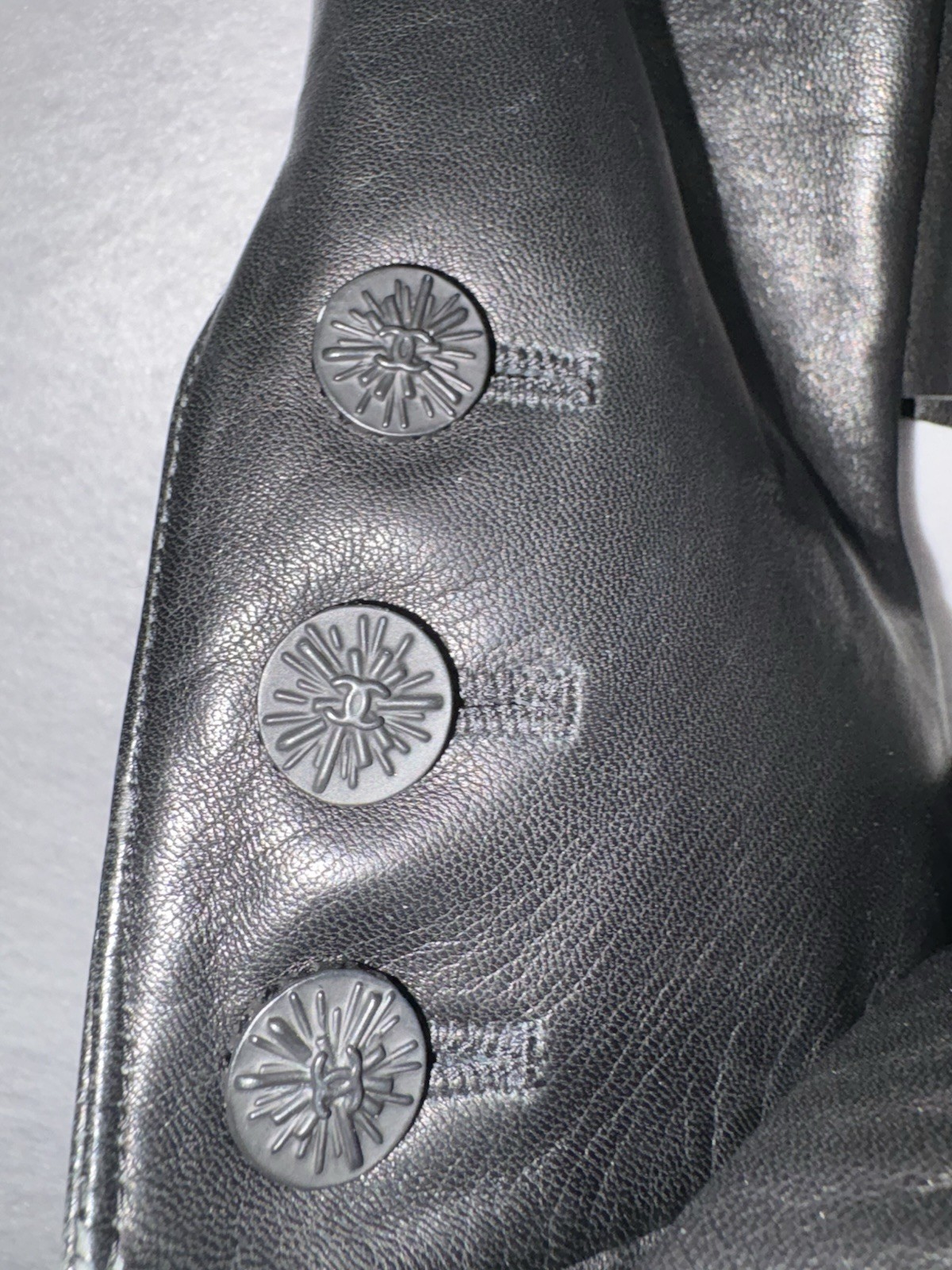 Chanel Black Lambskin Leather Jacket Sz 34/US 2 XS Ruffle Collar Excellent SEE! thumbnail 11