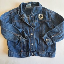 Disney Mickey Minnie Vintage Denim Jacket Toddler 3T Blue Ramie Cotton Snap Up