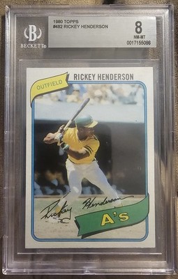 1980 Topps #482 Rickey Henderson Rookie BGS 8 RC Oakland A's HOF