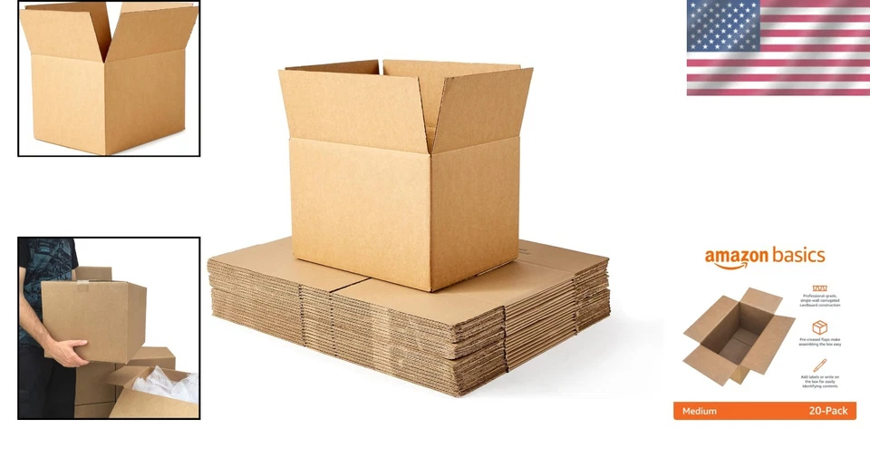 Professional Grade Cardboard Boxes, 20 Pack, Medium - Image 2 of 4