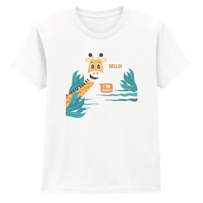 Hello Im Ready Giraffe Tiere Kinder T-Shirt Fun Safari Kinder Oberteil