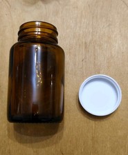 Amber Glass Jar with White Screw Lid Storage Apothecary Bottle Container 100ml