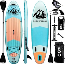 Roc Inflatable Stand up Paddle Boards 10 Ft 6 in with Premium SUP Paddle Board A