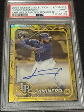 2024 Topps Gilded Collection Junior Caminero Auto /75 Gold Tampa Bay Rays PSA 9