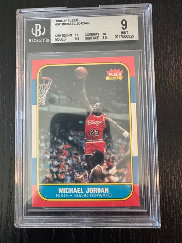 1986 Fleer Basketball #57 Michael Jordan 2-10's 9.5 sub HOF RC Rookie Mint BGS 9
