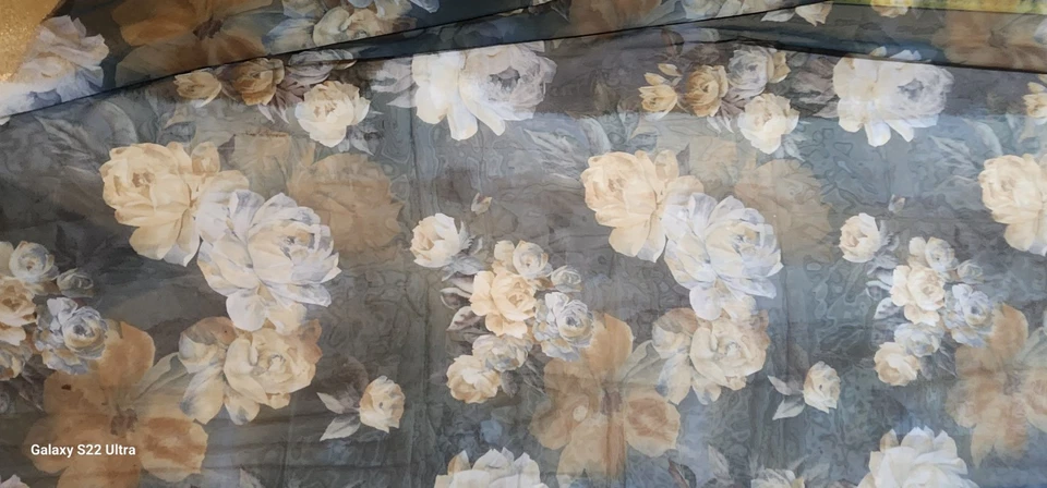 Superposición transparente vintage de gasa floral apagada 3 pies Foto 4 de 4