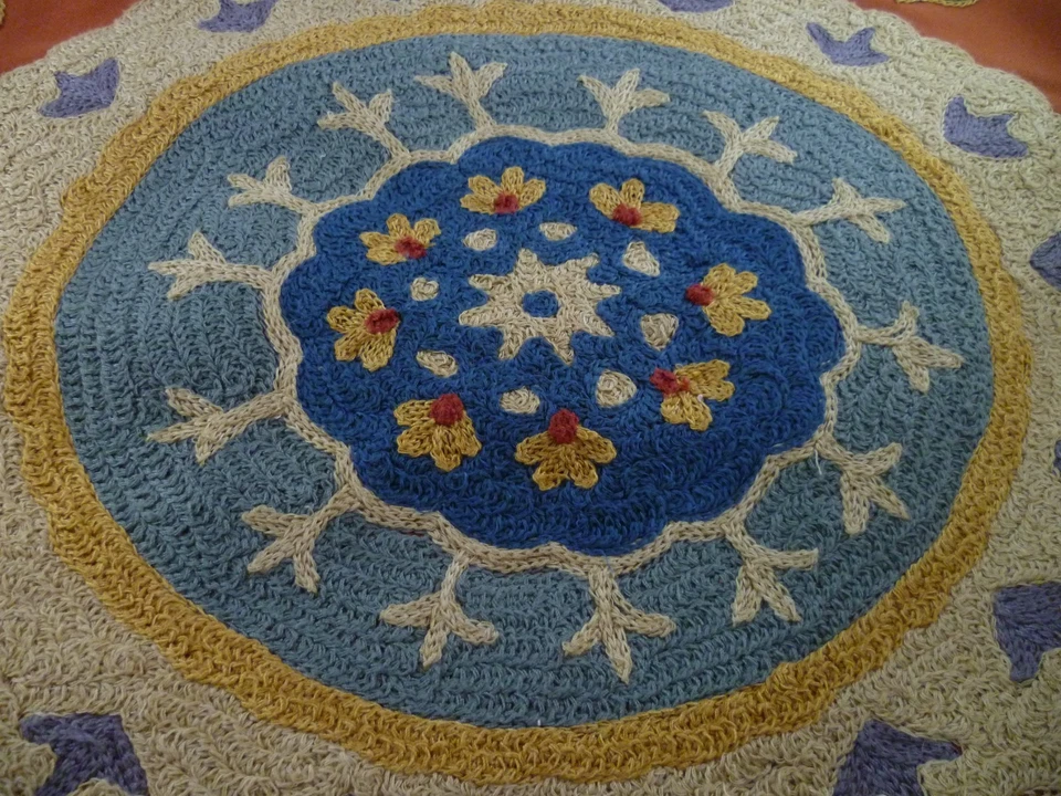 Funda de Almohada POTTERY BARN HOWELL SUZANI Bordada Naranja Quemado Azul 25X25 Foto 3 de 4