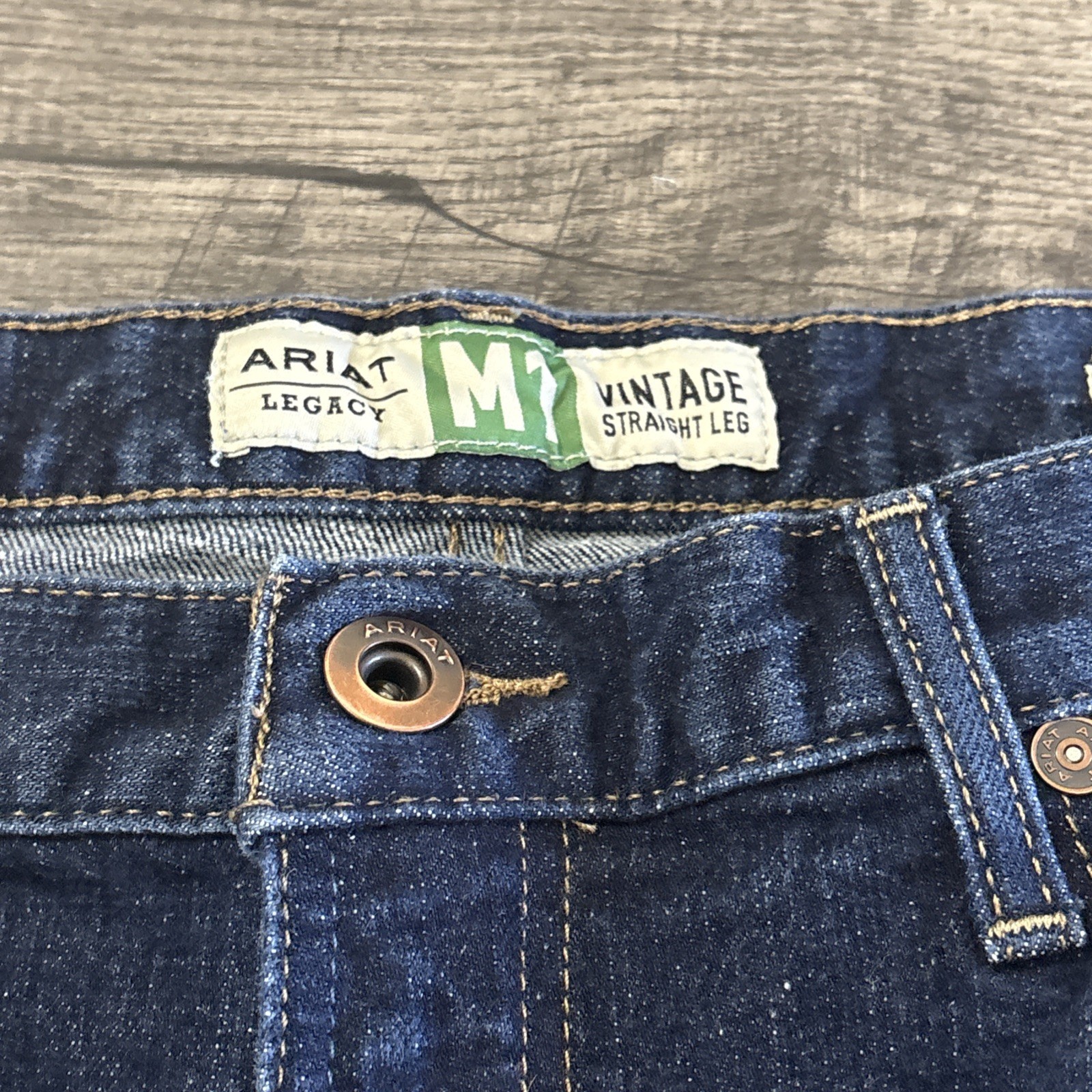 Ariat Legacy M1 Vintage Straight Leg Jeans Mens 38x30 Dark Wash Fits 37 X 28 - View 3