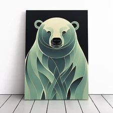 Polar Bear Art Nouveau Canvas Wall Art Print Framed Picture Decor Living Room