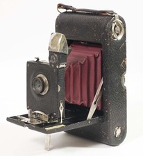 F97690 c.1900 No.3 Folding Pocket Kodak Model A Maroon Bellows Leather Board